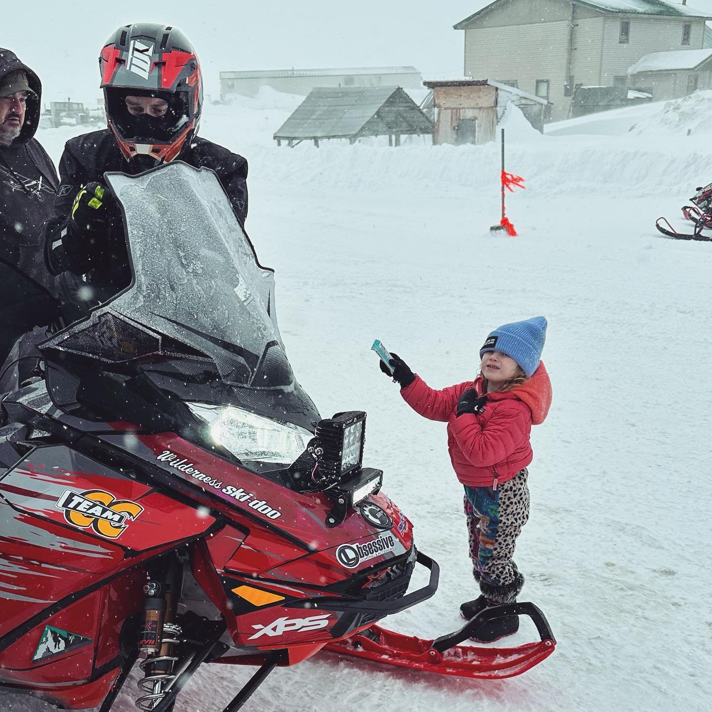 Kelsi Ivanoff took this photo of her daughter, Harlow “Ralphie” Ivanoff, giving out snacks to one of Team 23’s Miller brothers in Unalakleet. “My sweet girl,” Ivanoff wrote on her Facebook page. “When we got up today, I said we were going to see the racers. She got excited and immediately said “I needa bring them snacks!” and packed her little bag of granola bars to hand out at the checkpoint. She even cried when she didn’t get to give one racer his.” Kelsi Ivanoff photo