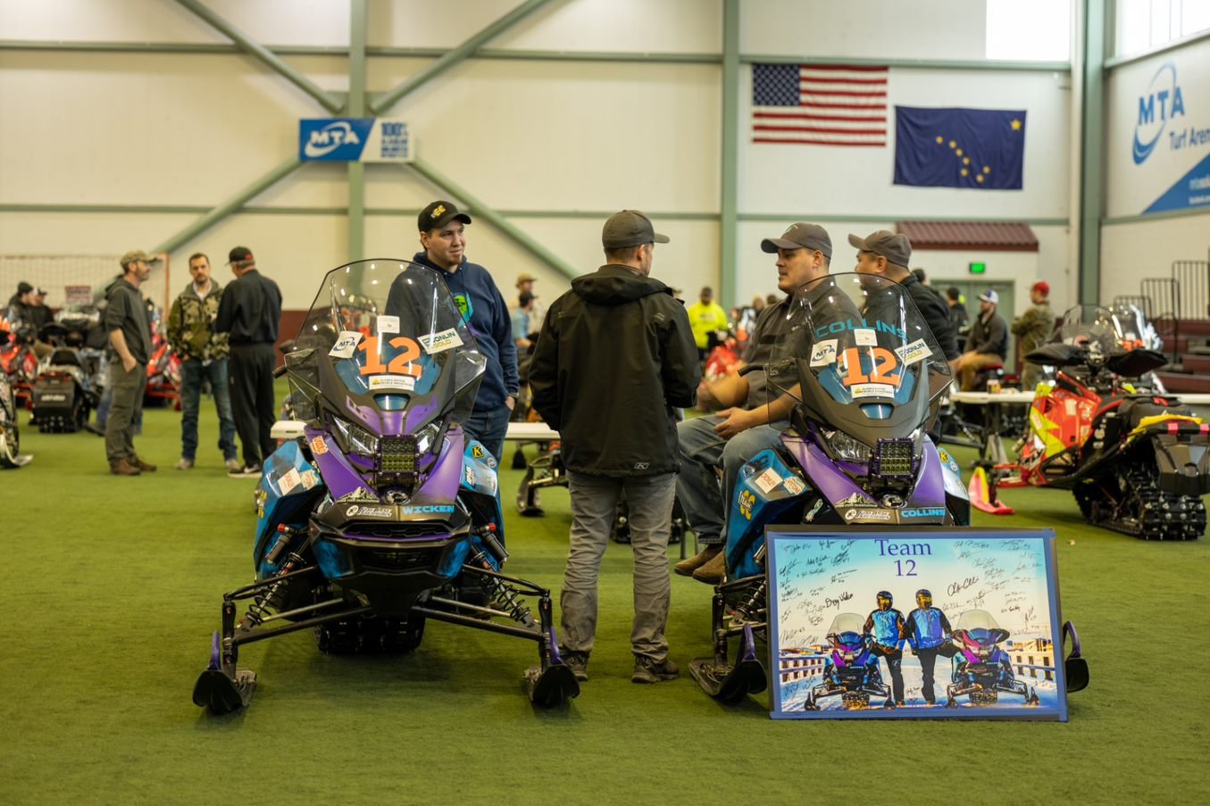 Team 12 at the Iron Dog 2022 Tech Inspection in Wasilla. Courtesy Megan Rollinger