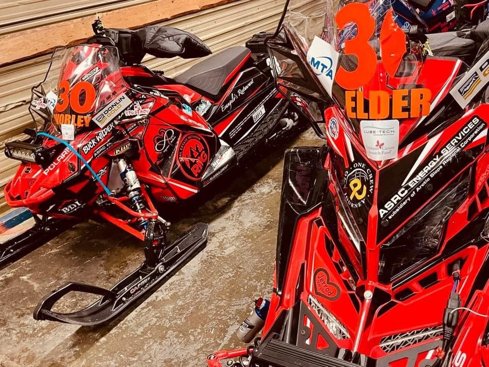 Team 30, Blake Elder and Kody Worley, had simultaneous crashes outside of Koyuk so hard it blew the lenses out of their goggles. They are OK, but their sleds needed some TLC. Courtesy Penny Olanna