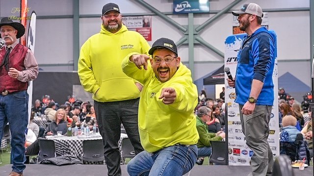 Team 47’s Frankie Navarro goofing off at the Racer Draw, with Jeremiah Brewington in the background. Tracy Try photo