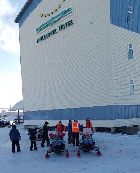 Team 7 Tyler Aklestad and Nick Ousted was the first to arrive in Kotzebue and currently hold the lead. Johnny Dean photo
