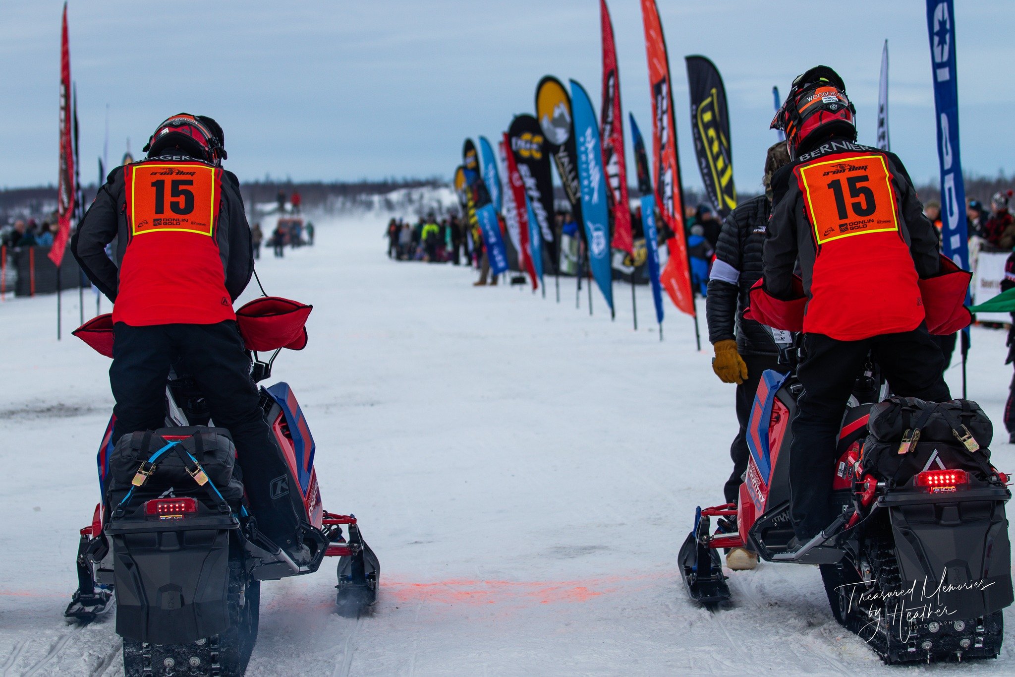Team 15 Kim Bergeron and JP Bernier leaving the chute in Iron Dog 2024. Photo: Heather Sottosanti